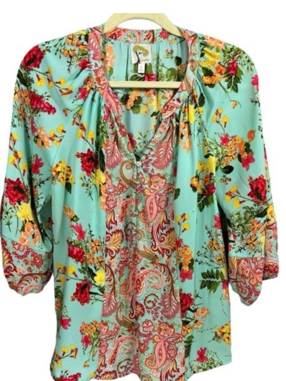 Fig and Flower Floral Boho Top Blouse 1X